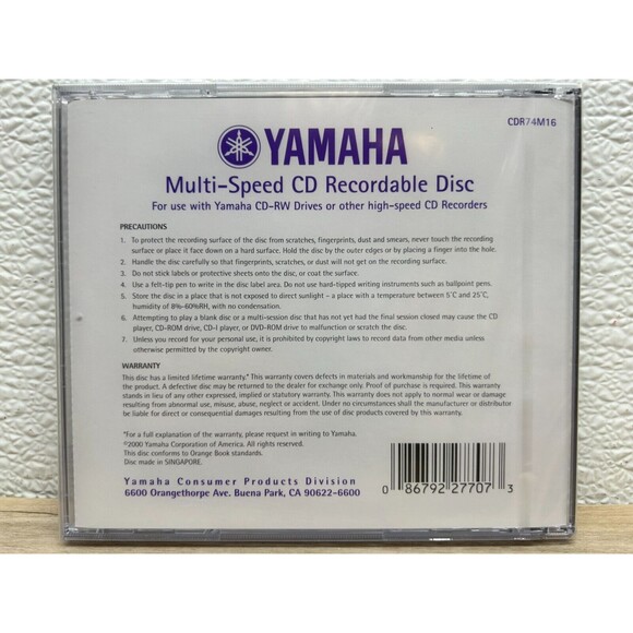 Yamaha Professional Grade High-Speed CD Recordable Disc 650MB CD-R 74 Minutes - Picture 2 of 4
